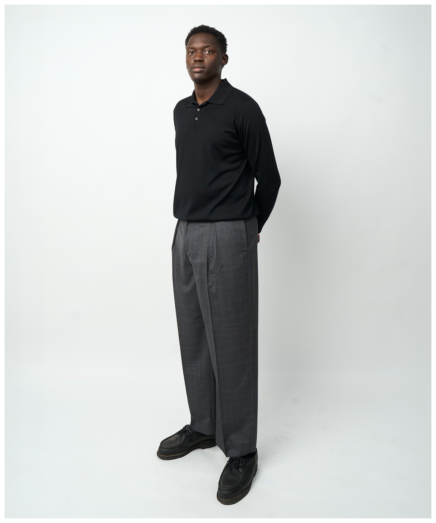 FNT 015 Merino Polo Long Sleeve (Black)