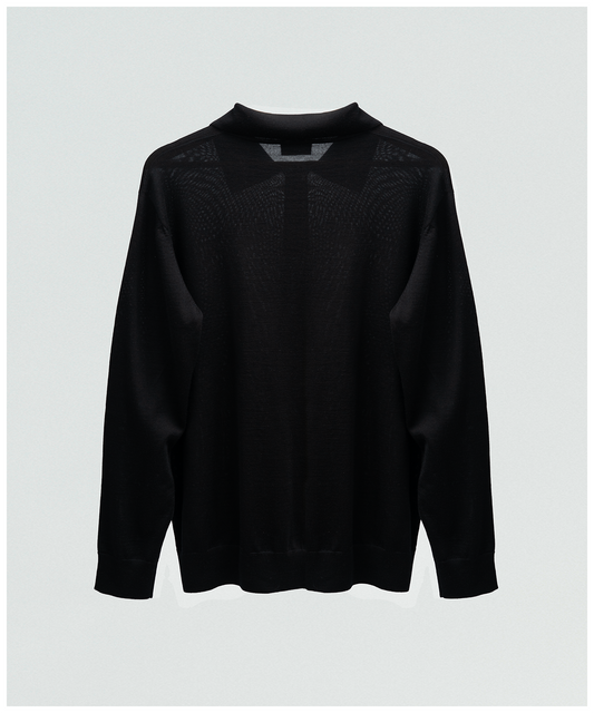 FNT 015 Merino Polo Long Sleeve (Black)