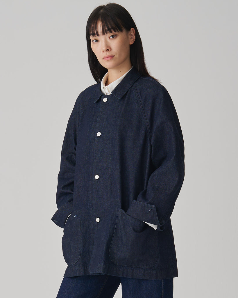 FGN 008AUS Soft Denim Chore Coat (Indigo Cotton) – Front Office