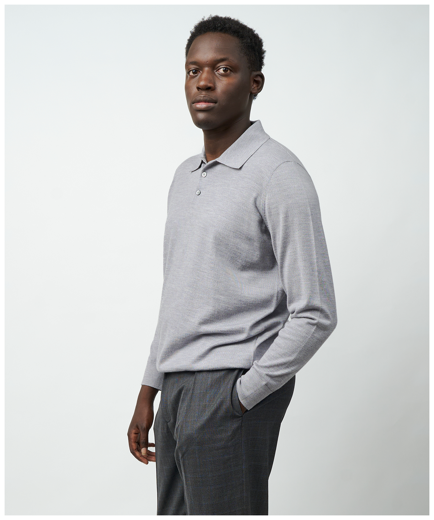 FNT 015 Merino Polo Long Sleeve (Grey)