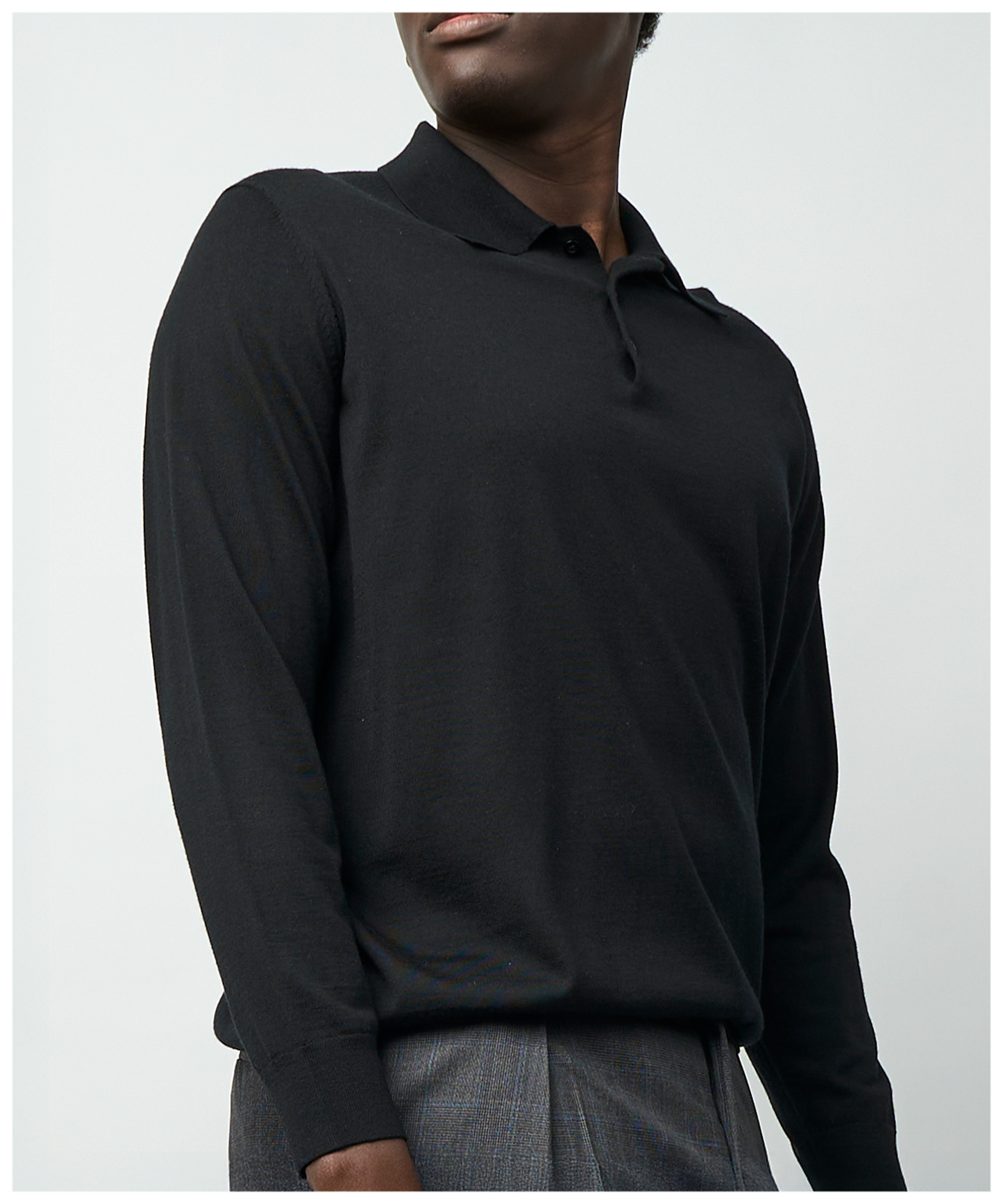 FNT 015 Merino Polo Long Sleeve (Black)
