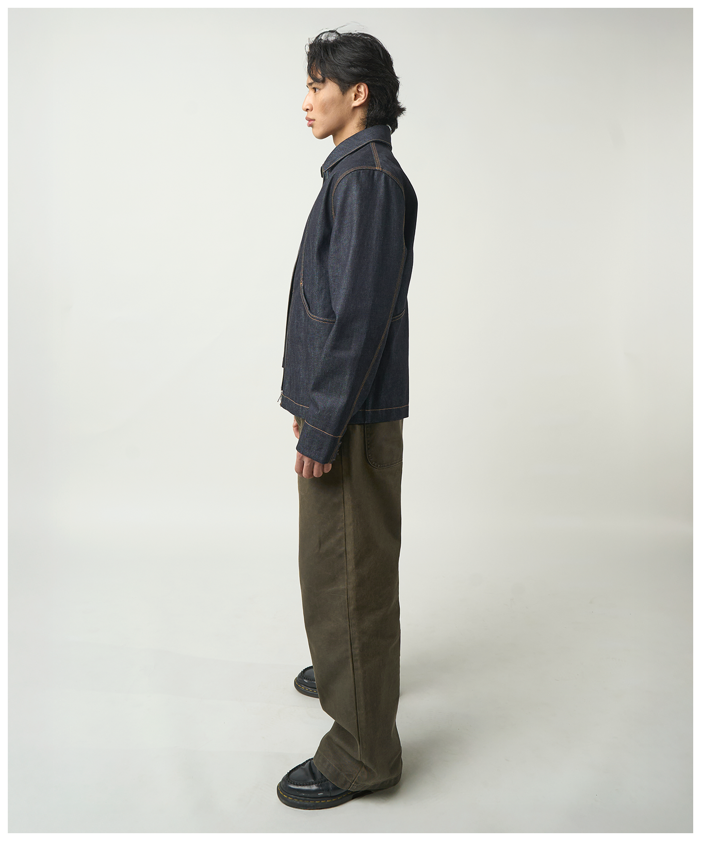 FNT 021 Double-Dip Denim Gatherer Jacket
