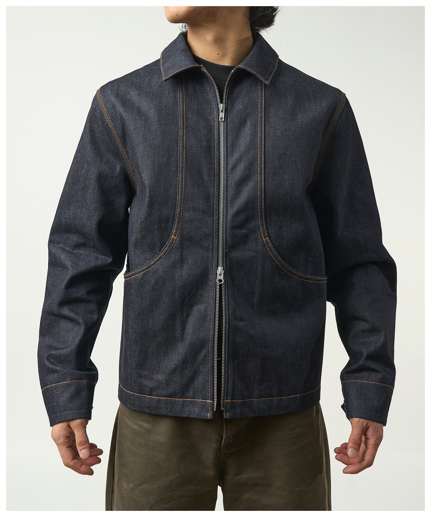 FNT 021 Double-Dip Denim Gatherer Jacket
