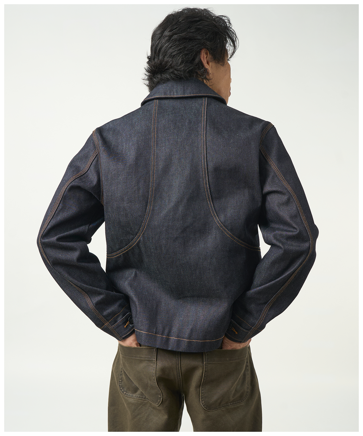 FNT 021 Double-Dip Denim Gatherer Jacket