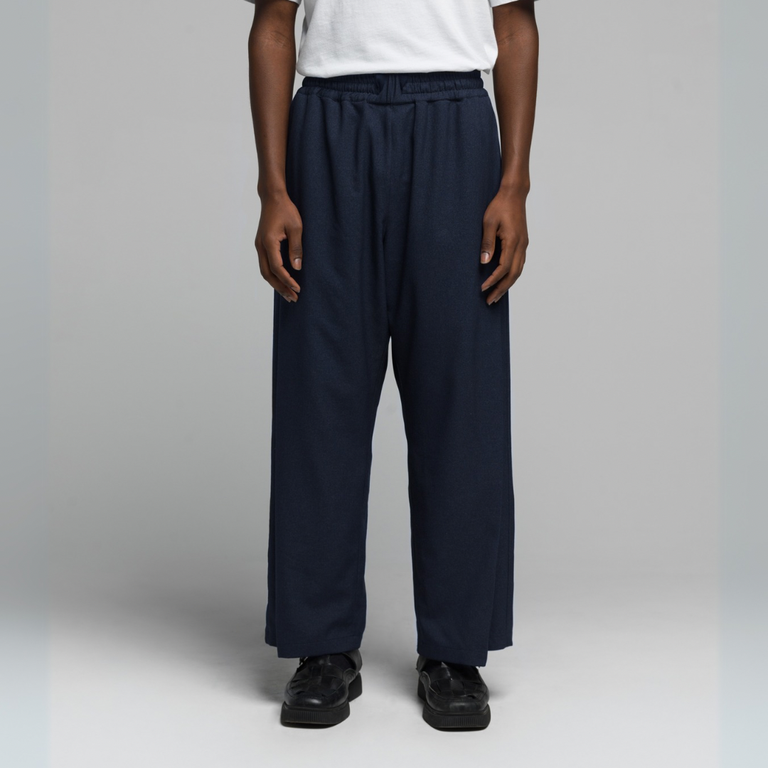 FNT 028 Navy Side-pleated Trackpants