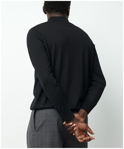 FNT 015 Merino Polo Long Sleeve (Black)