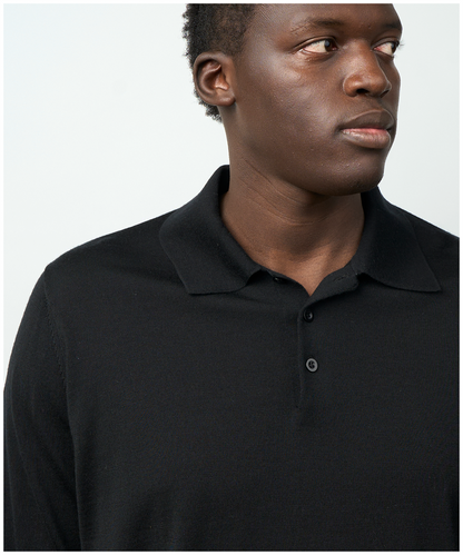 FNT 015 Merino Polo Long Sleeve (Black)