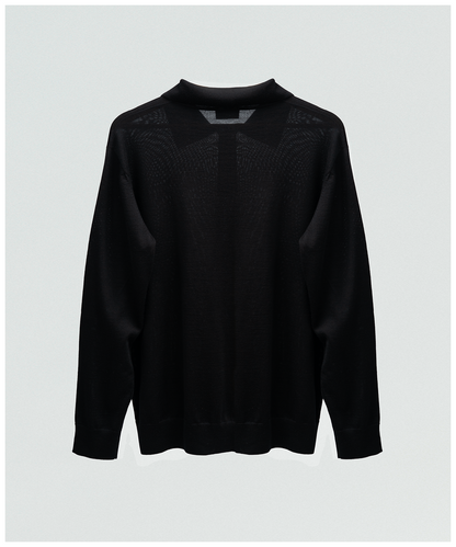 FNT 015 Merino Polo Long Sleeve (Black)