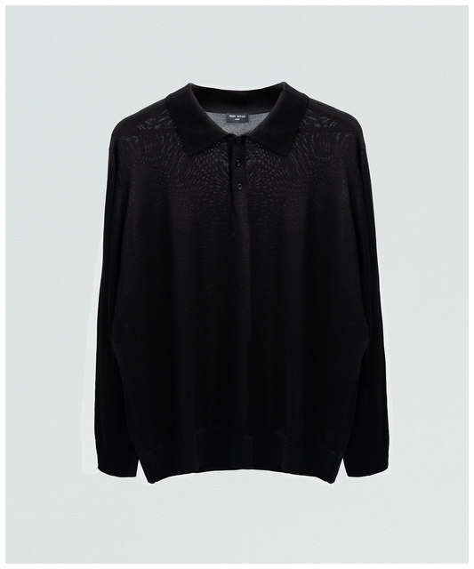 FNT 015 Merino Polo Long Sleeve (Black)