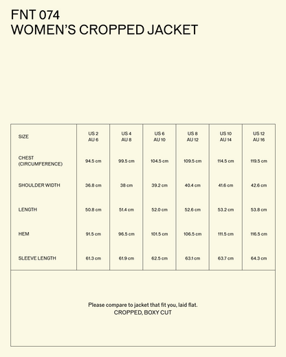 FNT 074 Women's Cropped Fingerprint Jacket