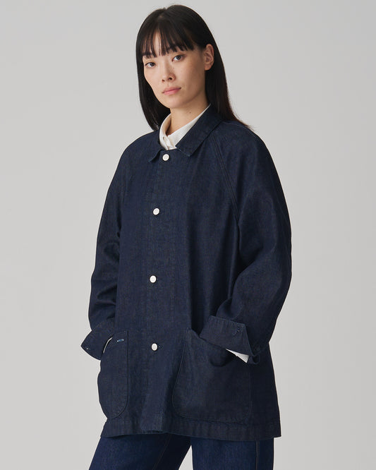 FGN 008AUS Soft Denim Chore Coat (Indigo Cotton)
