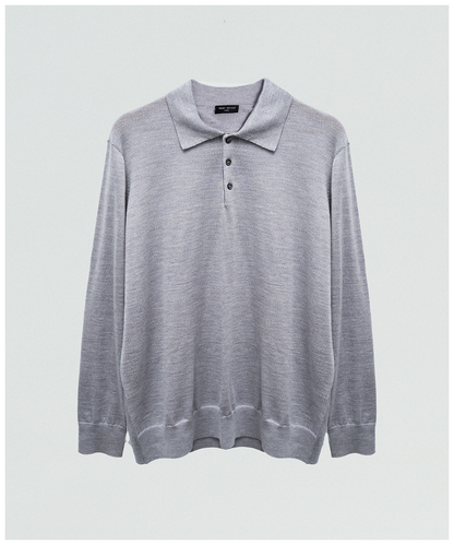 FNT 015 Merino Polo Long Sleeve (Grey)