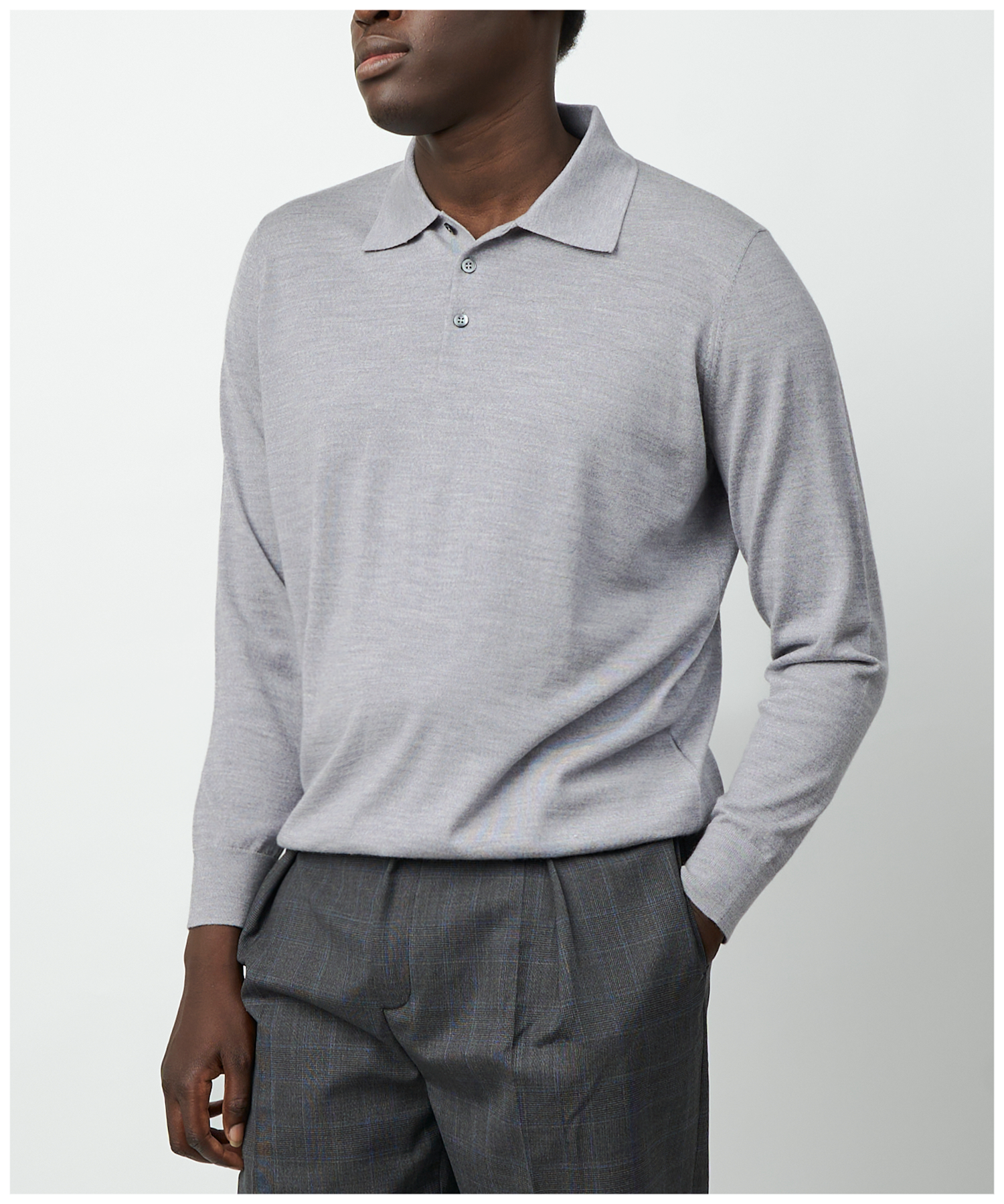 FNT 015AUS Merino Polo Long Sleeve (Grey) image 11