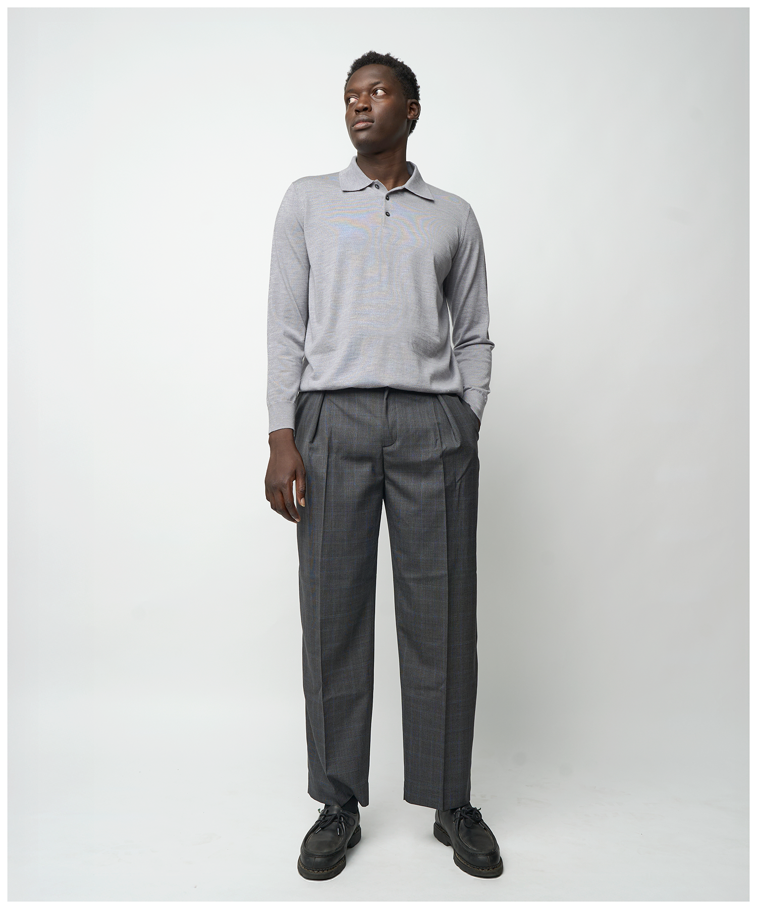 FNT 015AUS Merino Polo Long Sleeve (Grey) image 5