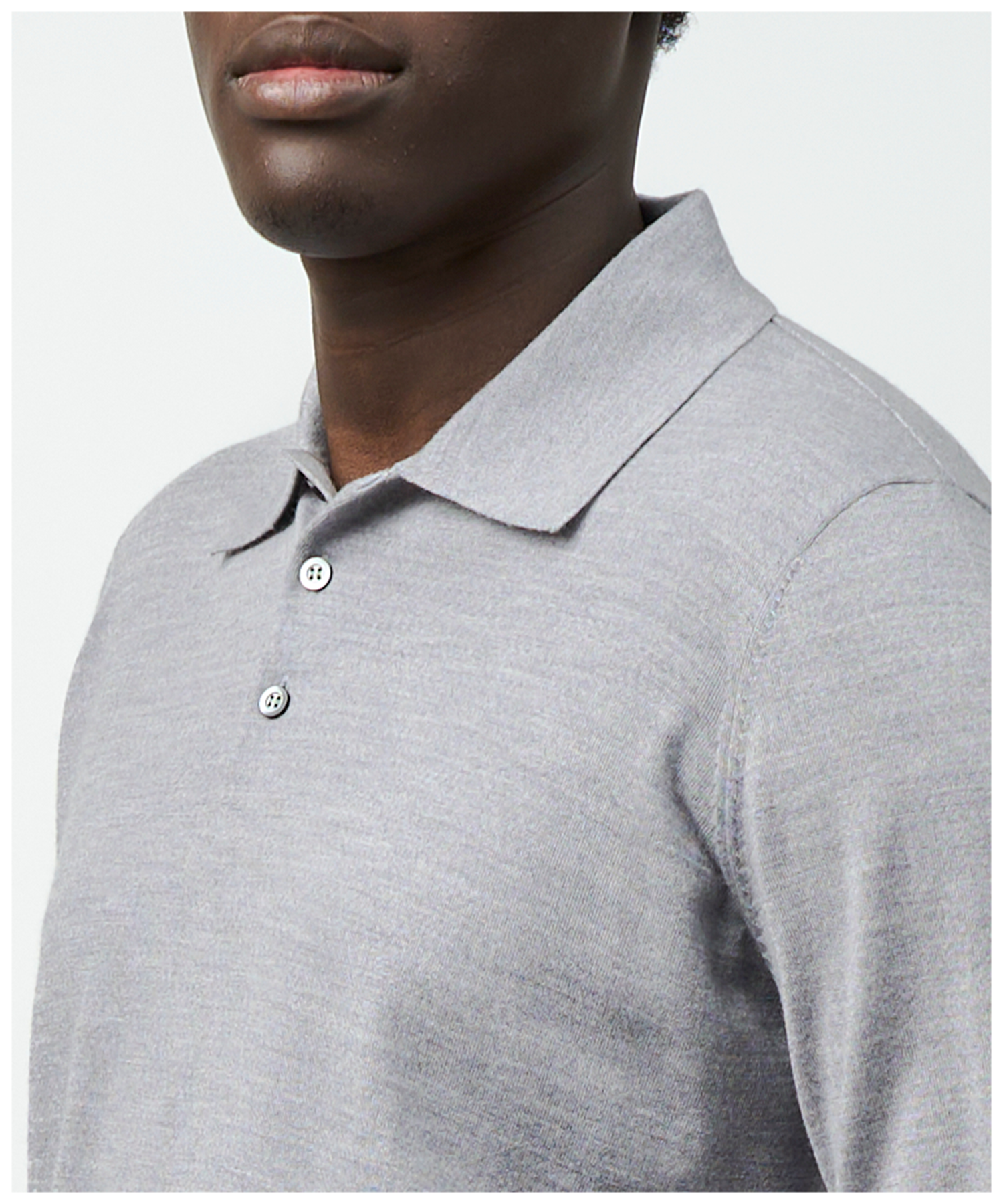 FNT 015AUS Merino Polo Long Sleeve (Grey) image 13
