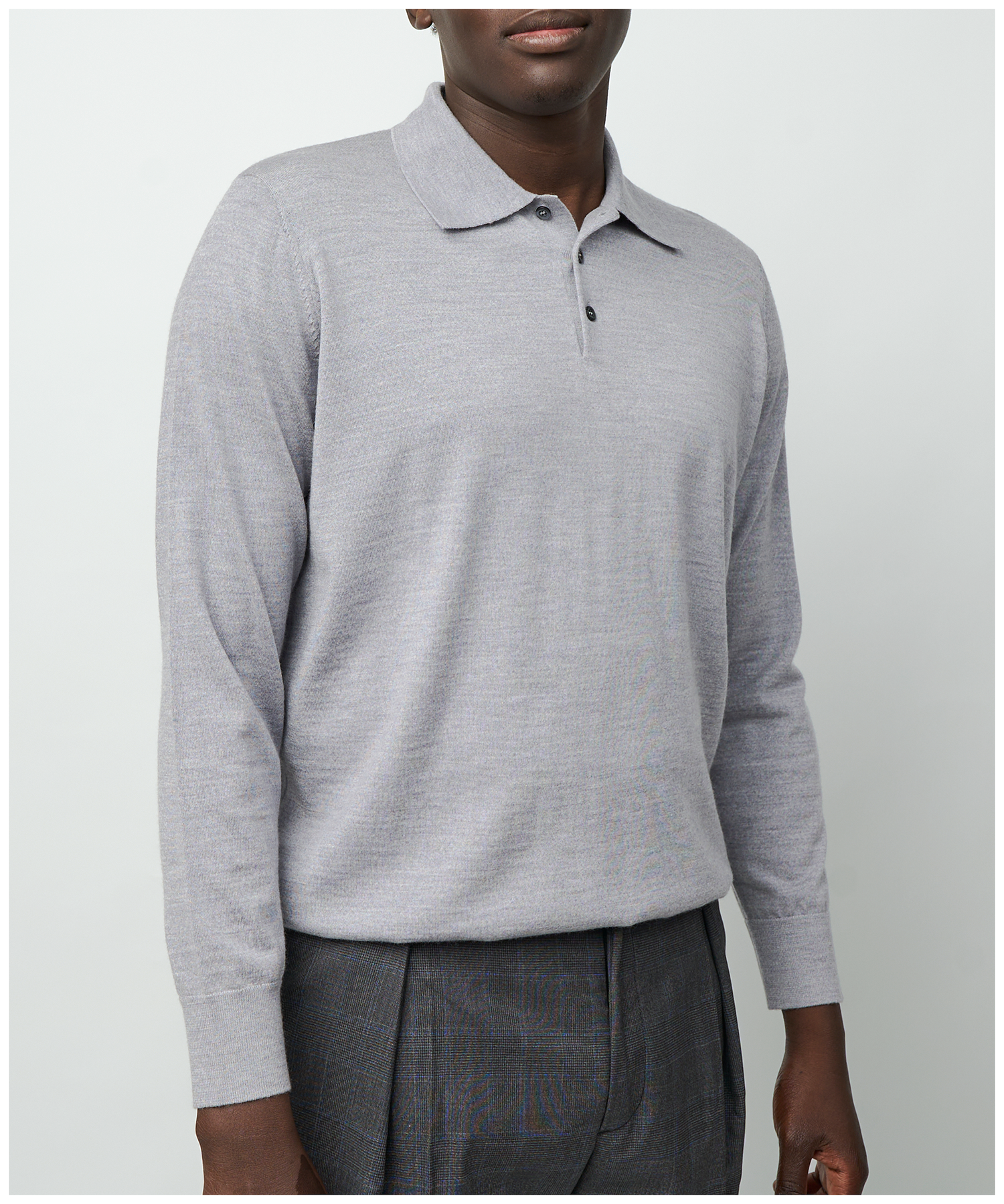 FNT 015AUS Merino Polo Long Sleeve (Grey) image 3