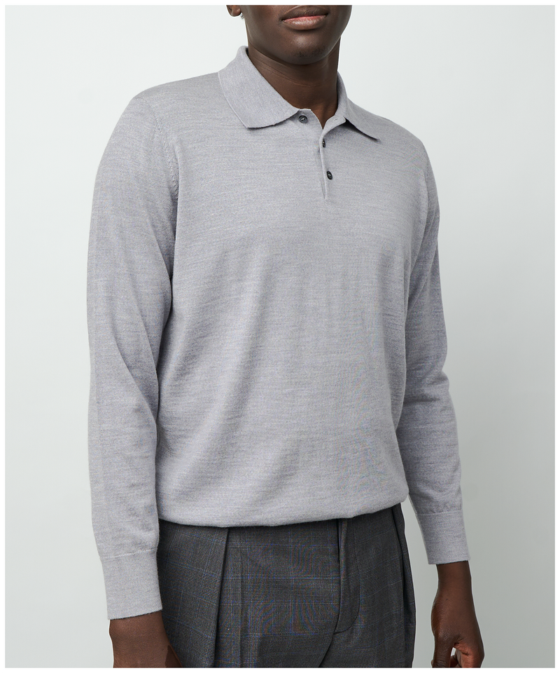 FNT 015 Merino Polo Long Sleeve (Grey)