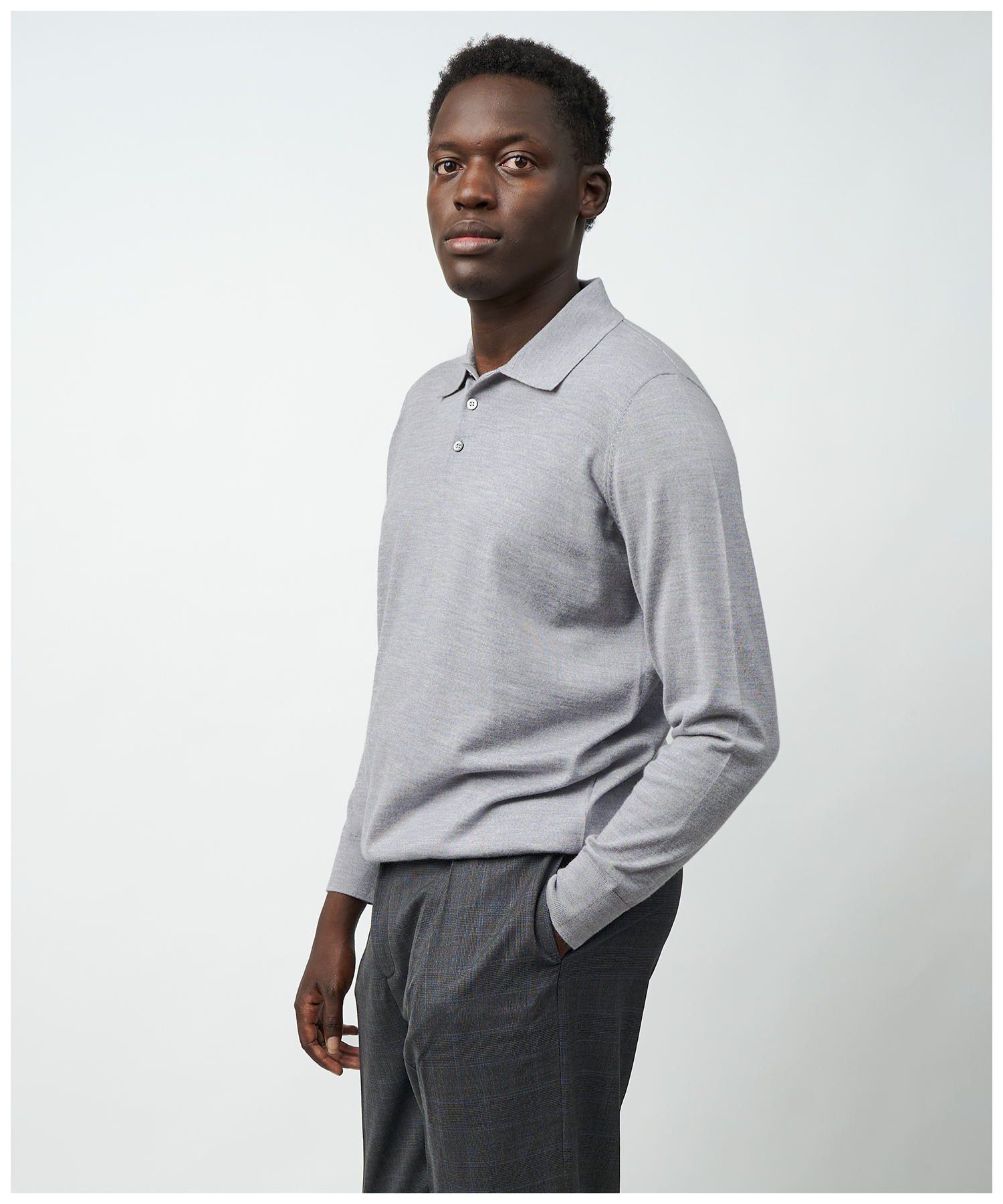 FNT 015AUS Merino Polo Long Sleeve (Grey) image 6
