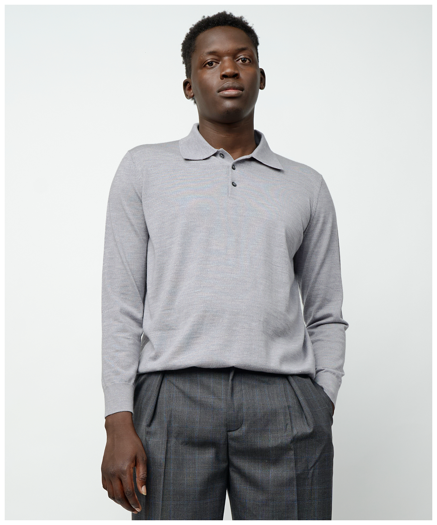 FNT 015AUS Merino Polo Long Sleeve (Grey) image 4