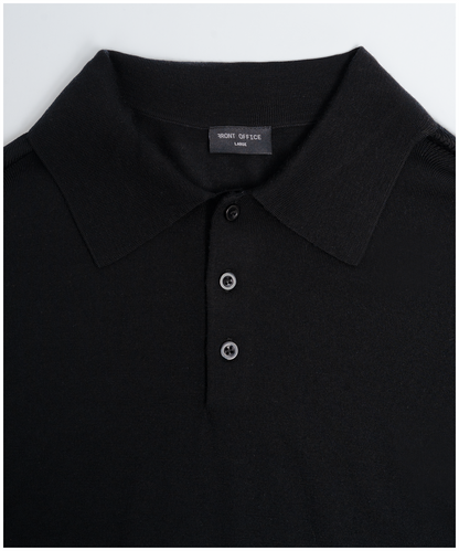 FNT 015 Merino Polo Long Sleeve (Black)