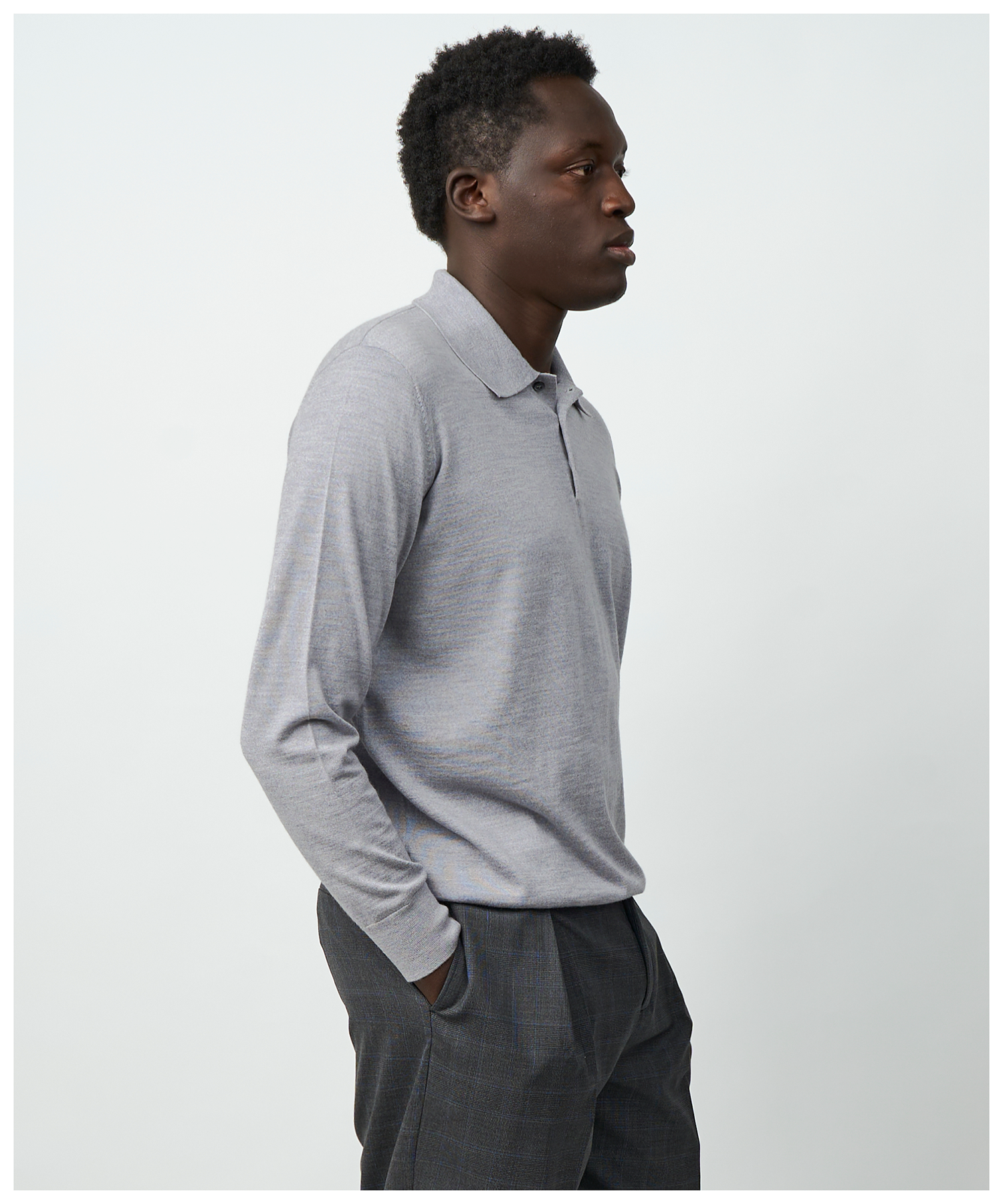 FNT 015AUS Merino Polo Long Sleeve (Grey) image 8