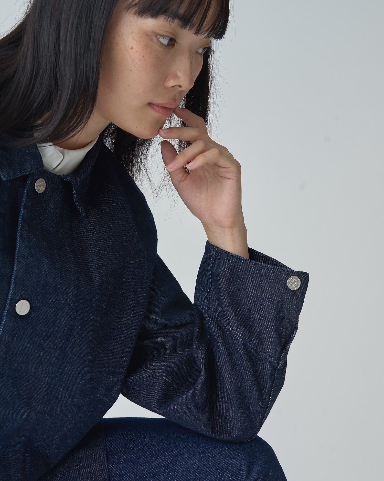 FGN 008UK Soft Denim Chore Coat (Indigo Cotton) image 9