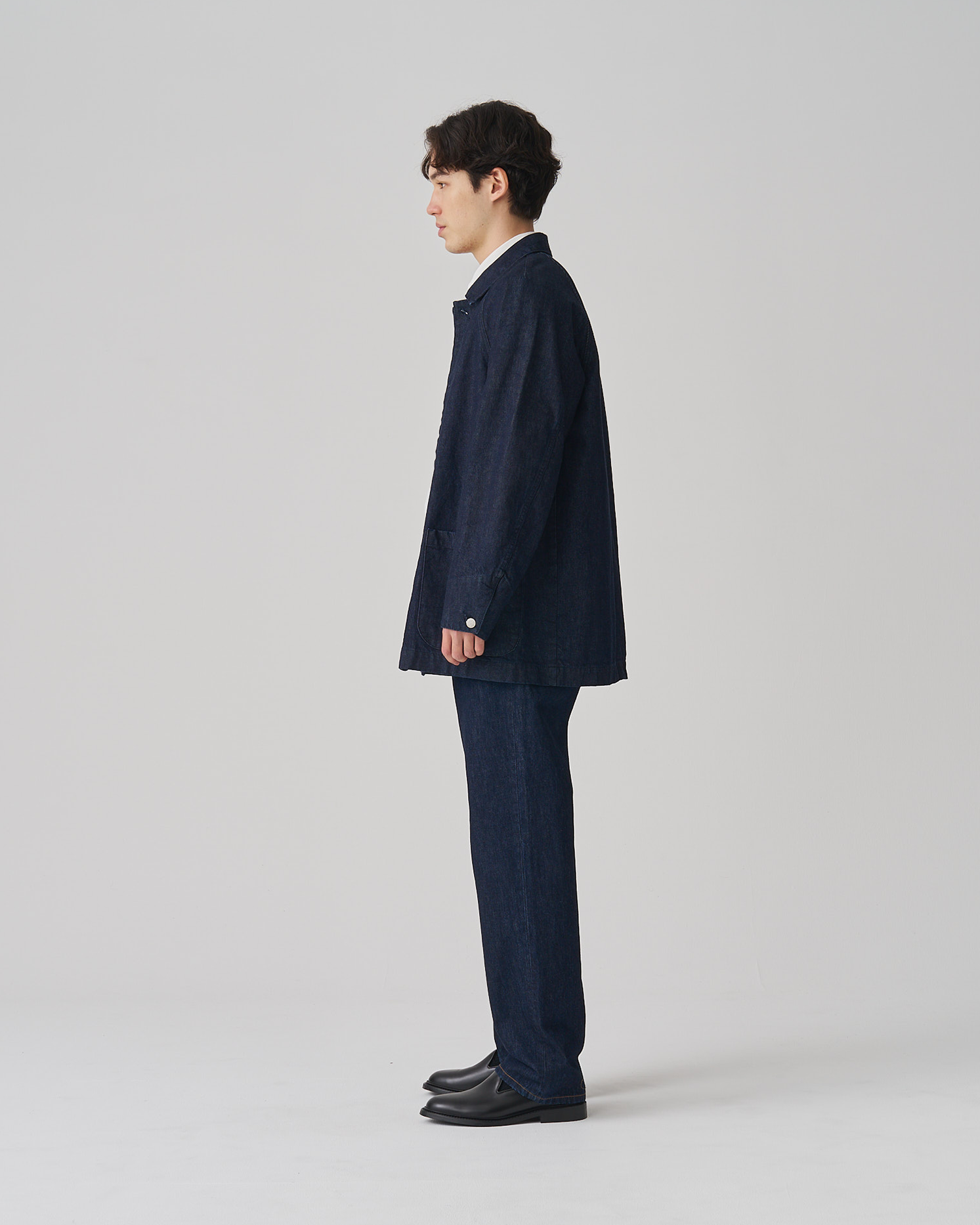 FGN 008UK Soft Denim Chore Coat (Indigo Cotton) image 7