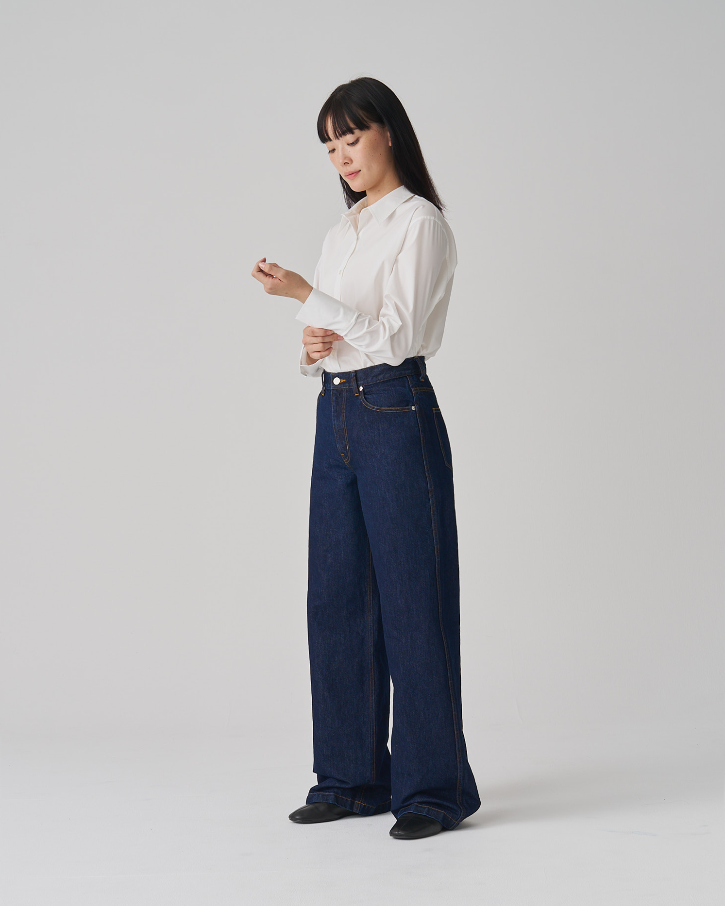FGN 015UK Women's Wide Jean (Indigo Cotton/Washi Paper) image 3