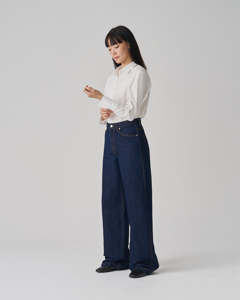 FGN 015AUS Women's Wide Jean (Indigo Cotton/Washi Paper)