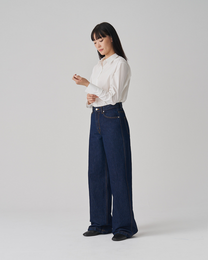 FGN 015USA Women's Wide Jean (Indigo Cotton/Washi Paper)