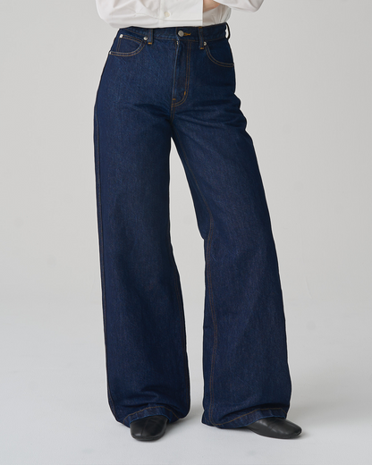 FGN 015UK Women's Wide Jean (Indigo Cotton/Washi Paper)